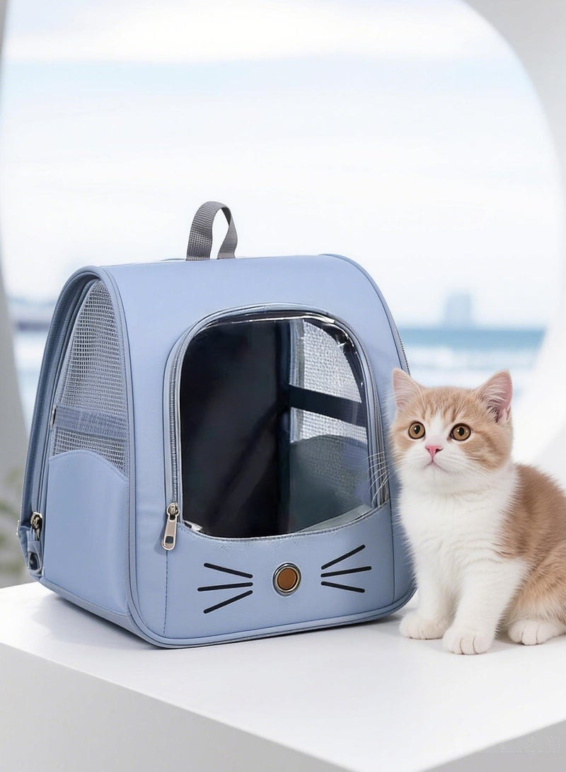 Breathable Portable Pet Carrier Bag Cute Cat Outdoor Travel Puppy Cat Bag Transparent Space Pet Backpack Dark Blue - Image 1